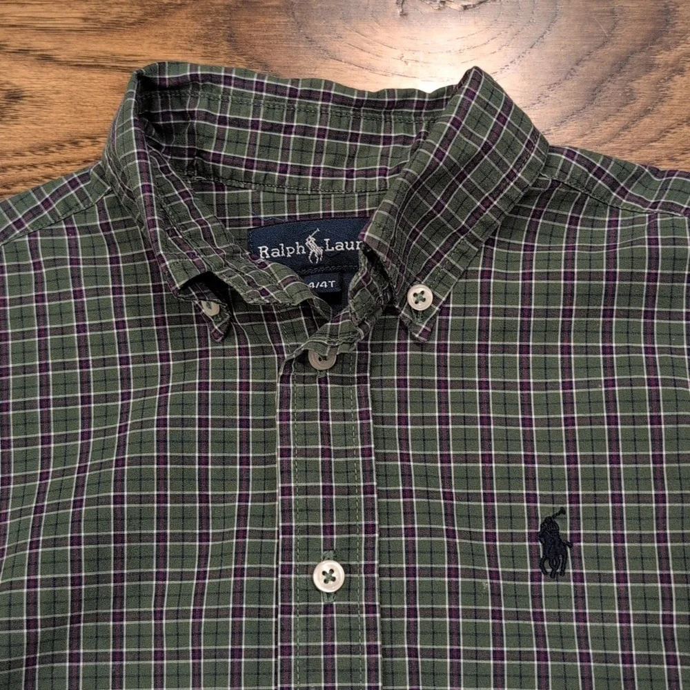 Boys Ralph Lauren dark green button down size 4T